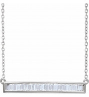 14K White 1/2 CTW Diamond Baguette Bar 16-18 Necklace - 65188560001P