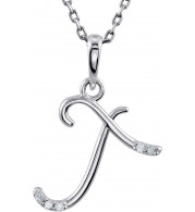 14K White .025 CTW Diamond Initial T 18 Necklace - 8555760064P
