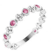 14K White Pink Tourmaline Beaded Ring - 71923665P