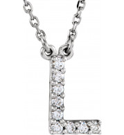 14K White Initial L .08 CTW Diamond 16 Necklace - 67311111P