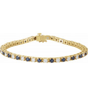 14K Yellow Blue Sapphire & 2 3/8 CTW Diamond Line 7 Bracelet - 62074255395P