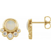 14K Yellow Opal & 1/8 CTW Diamond Earrings - 86780611P
