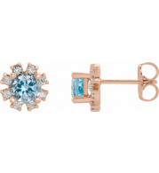 14K Rose Aquamarine & 1/2 CTW Diamond Earrings - 20000286202P