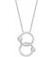 14K White Two-Stone Interlocking Circle 18 Necklace - 65266560001P