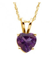 14K Yellow 6x6 mm Heart Amethyst Solitaire 18 Necklace - 6902561149P