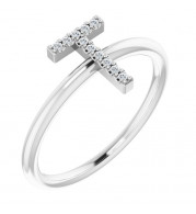 14K White .06 CTW Diamond Initial T Ring - 1238346095P