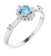 14K White Aquamarine & 1/6 CTW Diamond Ring - 720886011P