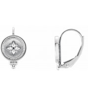 14K White Beaded Lever Back Earrings - 86552600P