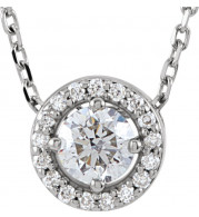 14K White 1/4 CTW Diamond Halo-Style 16 Necklace - 85916101P