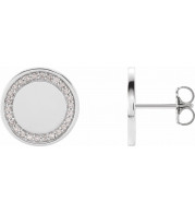 14K White 1/4 CTW Diamond Engravable Earrings - 86775600P