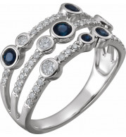 14K White Blue Sapphire & 3/8 CTW Diamond Ring - 653533600P