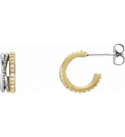 14K Yellow/White 1/5 CTW Beaded Hoop Earrings - 86549604P