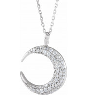 14K White 1/3 CTW Diamond Crescent Moon 16-18 Necklace - 86692600P
