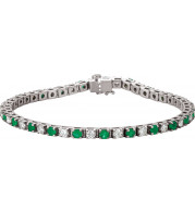 14K White Emerald & 2 1/3 CTW Diamond Line 7  Bracelet - 62078100P
