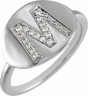 14K White Initial M 1/8 CTW Diamond Ring - 653628637P