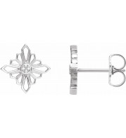14K White Geometric Earrings with Backs - 86985600P