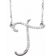 14K White 1/10 CTW Diamond Initial T 16 Necklace - 67399138P