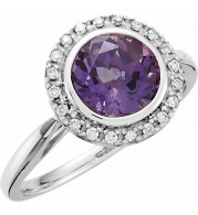 14K White Amethyst & 1/8 CTW Diamond Ring - 651435100P