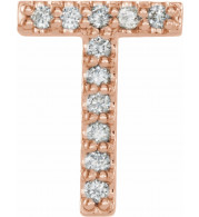 14K Rose .04 CTW Diamond Single Initial T Earring - 867976102P