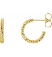 14K Yellow 12 mm Rope Hoop Earrings - 861116118P
