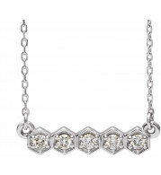 14K White 1/5 CTW Diamond Bar 16-18 Necklace - 86609605P