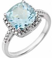 14K White Sky Blue Topaz & .03 CTW Diamond Ring - 651604101P