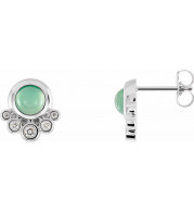 14K White Chrysoprase & 1/8 CTW Diamond Earrings - 86780605P