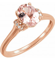 14K Rose Morganite & .05 CTW Diamond Ring - 65187660000P