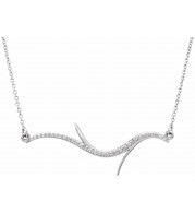 14K White 1/8 CTW Diamond Freeform Bar 18 Necklace - 862926000P