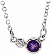 14K White Amethyst & .02 CTW Diamond 16 Necklace - 86793614P