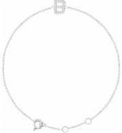 14K White .07 CTW Diamond Initial B 6-7 Bracelet - 65268960002P