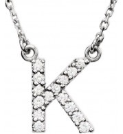 14K White Initial K 1/8 CTW Diamond 16 Necklace - 67311110P