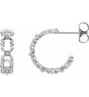 14K White Quatrefoil Hoop Earrings - 86644600P