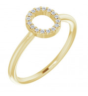 14K Yellow .08 CTW Diamond Initial O Ring - 1238346071P