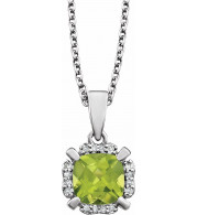 14K White Peridot & .05 CTW Diamond 18 Necklace - 65195360008P