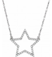 14K White 1/5 CTW Diamond Star 16 Necklace - 66414100001P