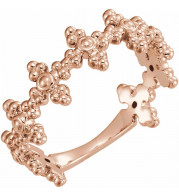 14K Rose Beaded Cross Ring - 51719103P