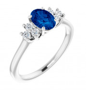 14K White Blue Sapphire  & 1/5 CTW Diamond Ring - 7160470007P