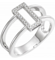 14K White .10 CTW Rectangle Geometric Diamond Ring - 65231960000P