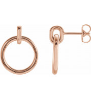 14K Rose Circle Dangle Earrings - 87056602P