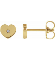 14K Yellow .01 CTW Diamond Solitaire Heart Youth Earrings - 192032601P