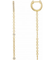 14K Yellow 1/4 CTW Diamond Hinged Hoop Chain Earrings - 65346260001P