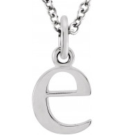 14K White Lowercase Initial e 16 Necklace - 8578070013P