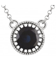 14K White Blue Sapphire September 18 Birthstone Necklace - 651611118P