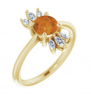 14K Yellow Citrine & 1/4 CTW Diamond Ring - 72080666P
