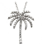 14K White 1/4 CTW Diamond Palm Tree 16 Necklace - 6712784402P