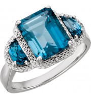 14K White London Blue Topaz & .03 CTW Diamond Ring - 651441100P