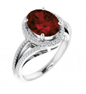 14K White Mozambique Garnet & 1/4 CTW Diamond Ring - 7186860000P