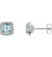 14K White Aquamarine & 1/8 CTW Diamond Earrings - 65204760000P