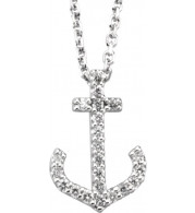 14K White .08 CTW Diamond Anchor 16 Necklace - 66413100001P